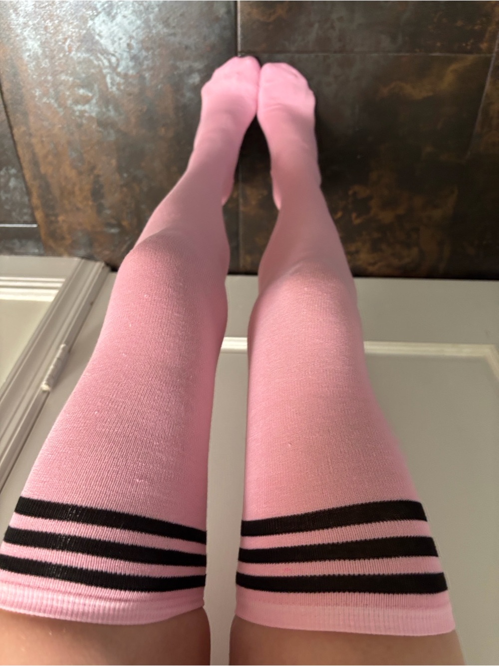 Pink Striped Knee-High Socks